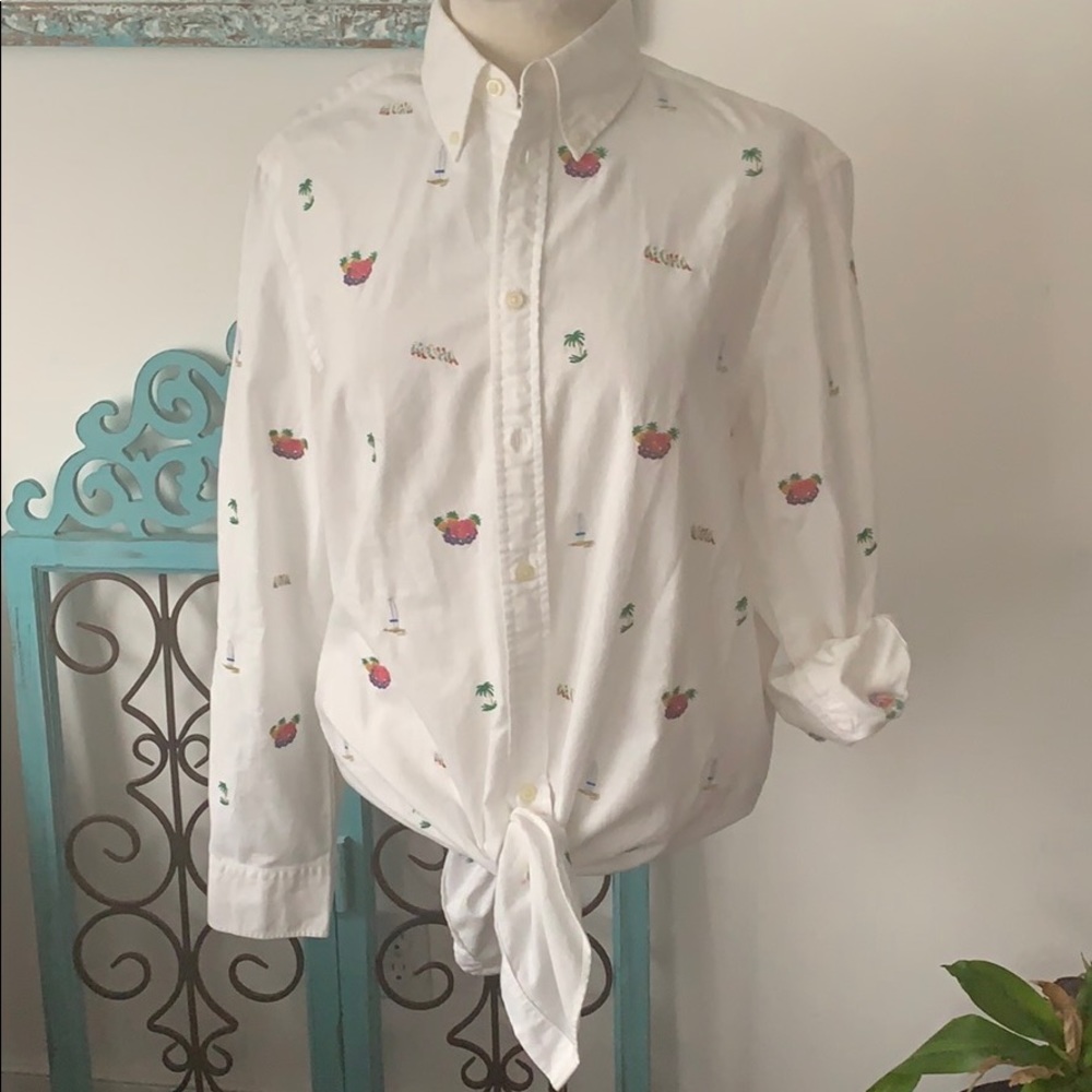 Ralph lurean tie front white shirt